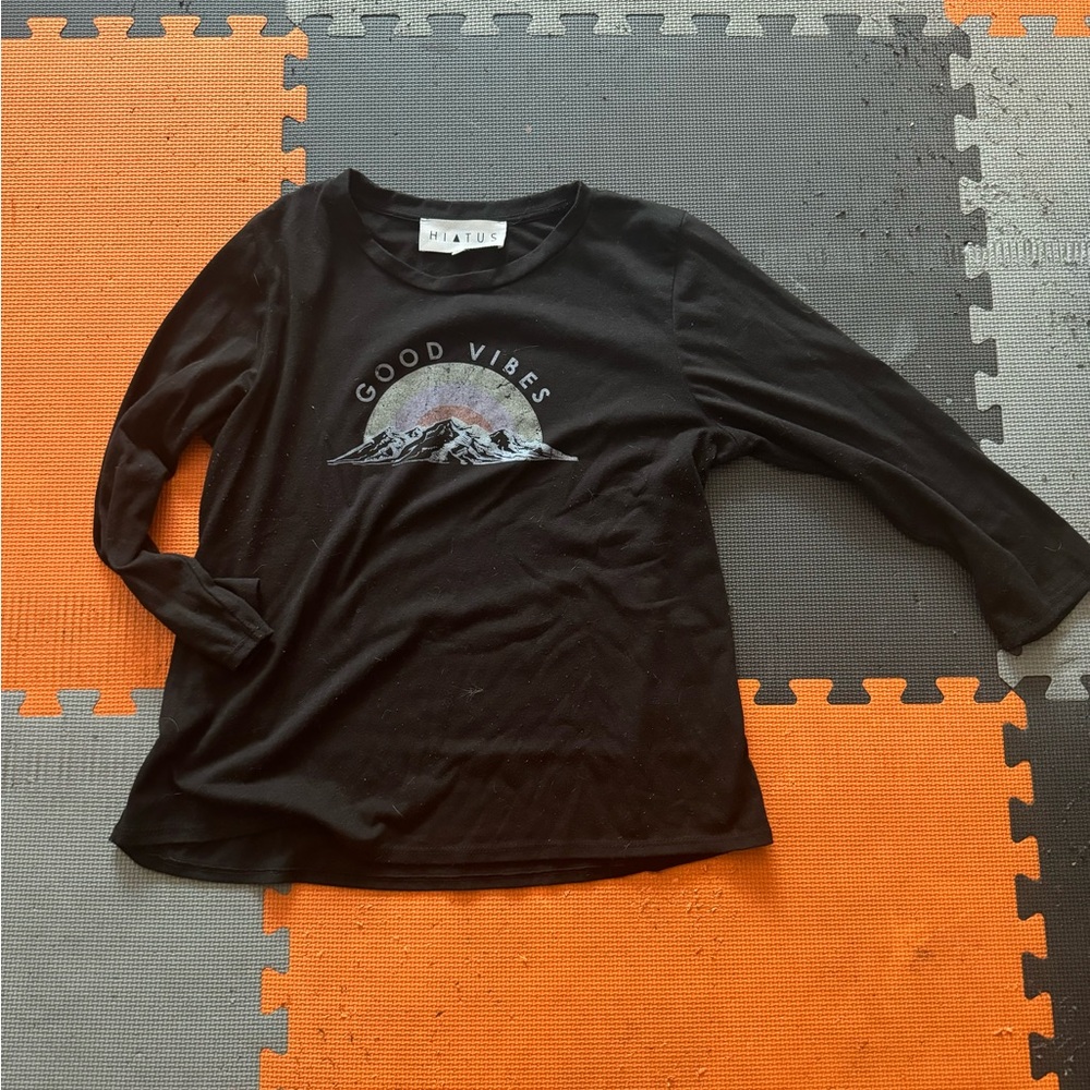 Black Long Sleeve Dinosaur Graphic Tee